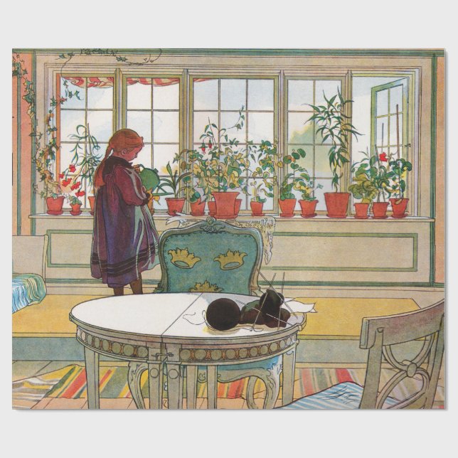 Blume zum Windows von Carl Larsson Geschenkpapier (Flach)
