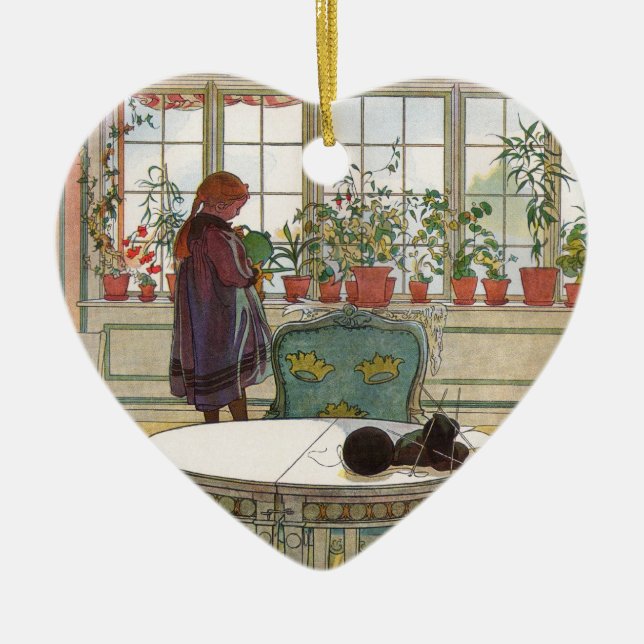 Blume zum Windows von Carl Larsson Keramik Ornament (Vorne)
