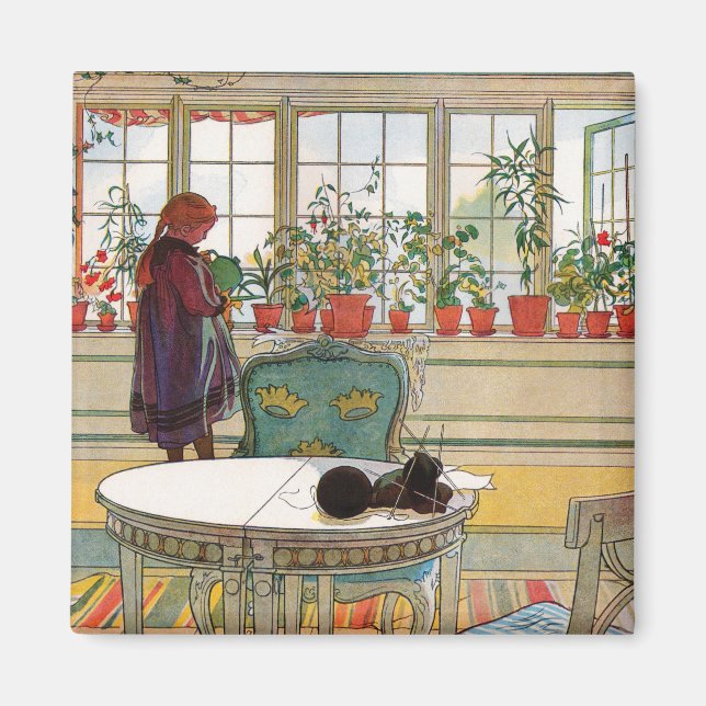 Blume zum Windows von Carl Larsson Magnet (Vorne)