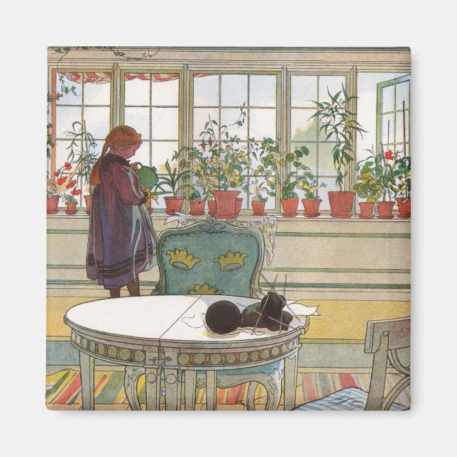 Blume zum Windows von Carl Larsson Magnet (Vorne)