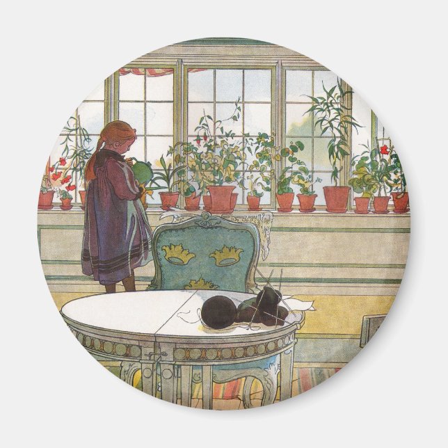 Blume zum Windows von Carl Larsson Magnet (Vorne)
