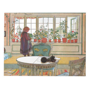 Blume zum Windows von Carl Larsson Notizblock
