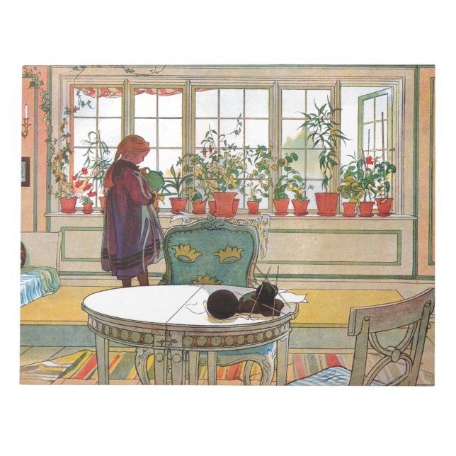Blume zum Windows von Carl Larsson Notizblock (Vorderseite)