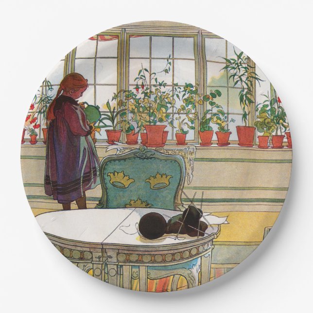 Blume zum Windows von Carl Larsson Pappteller (Vorderseite)