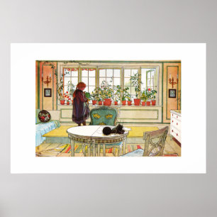 Blume zum Windows von Carl Larsson Poster