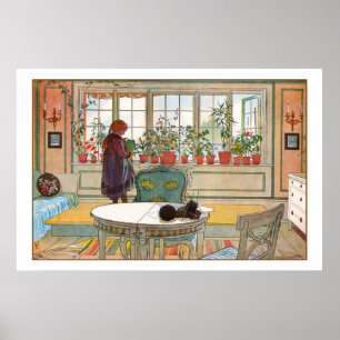 Blume zum Windows von Carl Larsson Poster