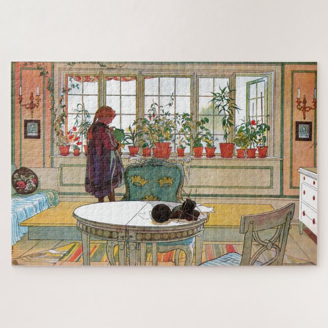 Blume zum Windows von Carl Larsson Puzzle (Horizontal)