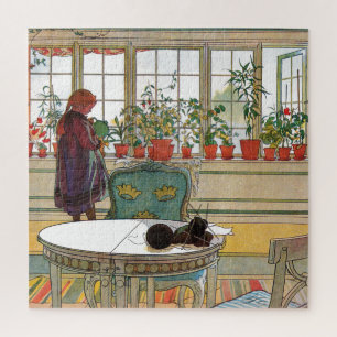 Blume zum Windows von Carl Larsson Puzzle