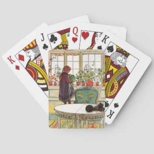 Blume zum Windows von Carl Larsson Spielkarten