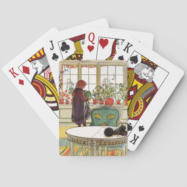 Blume zum Windows von Carl Larsson Spielkarten (Rückseite)