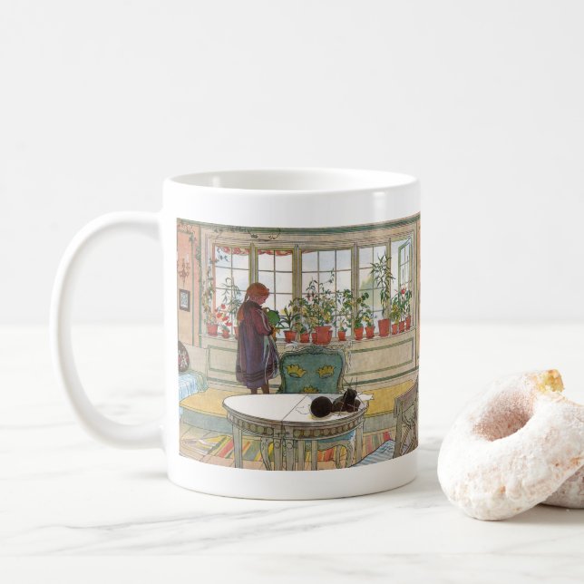 Blume zum Windows von Carl Larsson Tasse (Mit Donut)