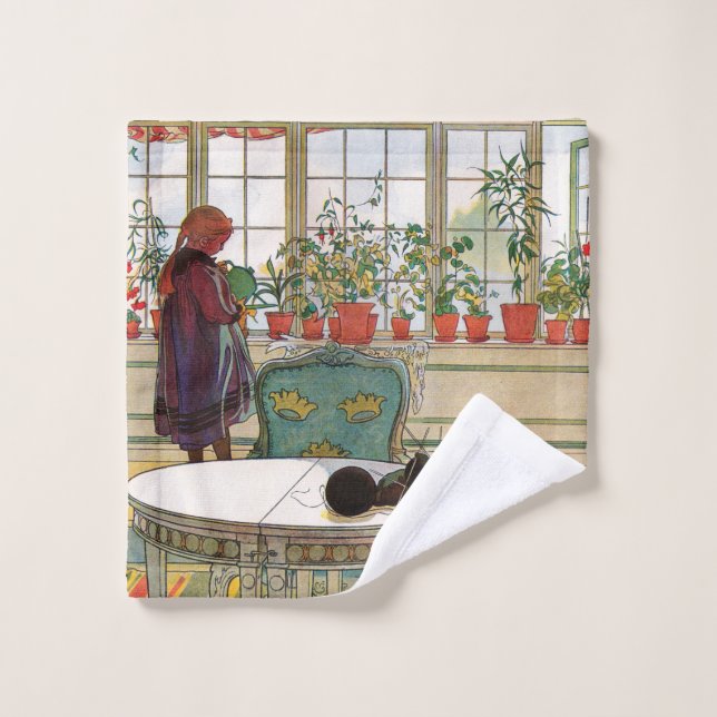 Blume zum Windows von Carl Larsson Waschlappen (Waschlappen)