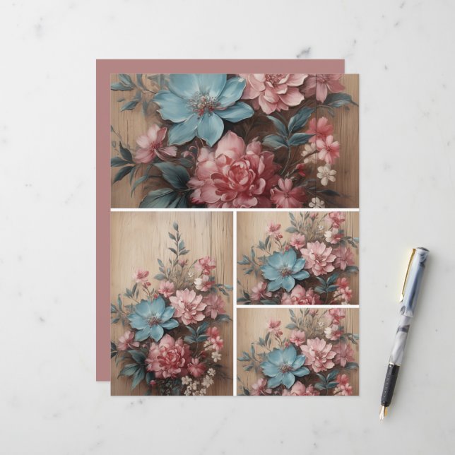 Blume zur Decke der Holzblattkarte (Vorderseite/Rückseite Beispiel)