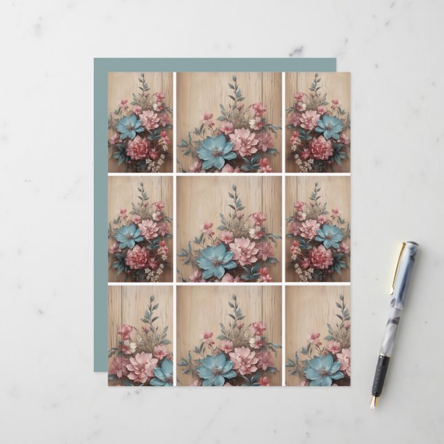 Blume zur Decke der Holzblattkarte (Vorderseite/Rückseite Beispiel)