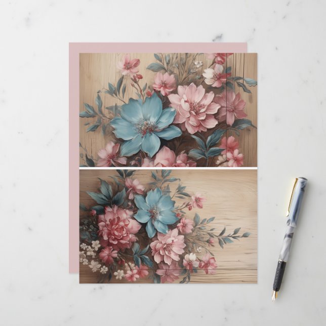 Blume zur Decke der Holzblattkarte (Vorderseite/Rückseite Beispiel)