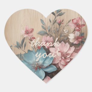 Blume zur Decke der Holzblattkarte Herz-Aufkleber