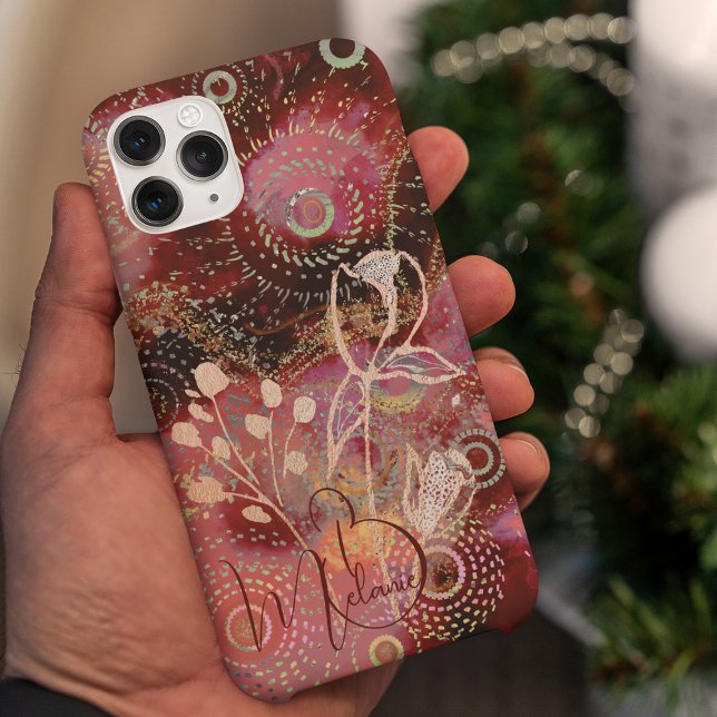 Blume zur Gestaltung von Rotgoldkreisen iPhone Hülle (Von Creator hochgeladen)