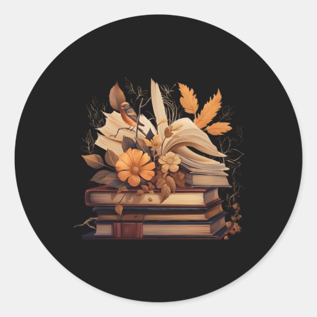 Blume zur Lesebibliothek Runder Aufkleber (Vorderseite)