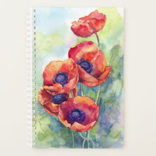 Blume zur Mohnblüte in Aquarellfarben Blume Planer