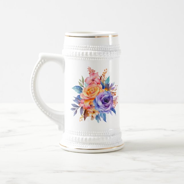 Blume zur Rose von Aquarellen Design-58392 Bierglas (Links)