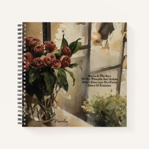 Blume zur Vintagen Rote Rose Karma Quote Journal Notizbuch