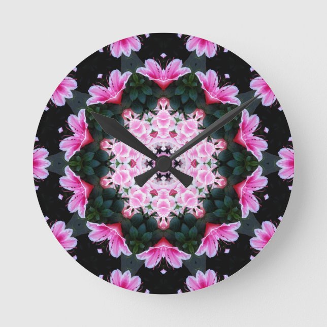 Blumemandala-Wand-Uhr Runde Wanduhr (Vorderseite)