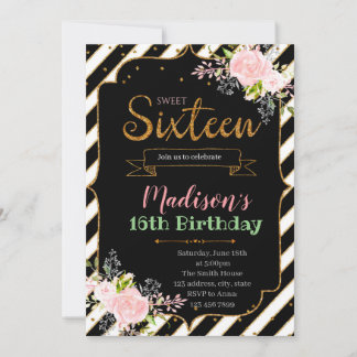 Blumen16. Geburtstag-Geburtstagseinladung Einladung