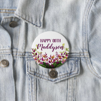 Blumen18. 21. 30. 40. 50. 60. 70. der Frauen Button