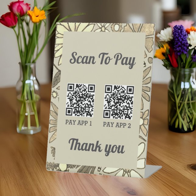 Blumen 2 QR-Code-Scan zum Bezahlen Professional Sockelschild (Von Creator hochgeladen)