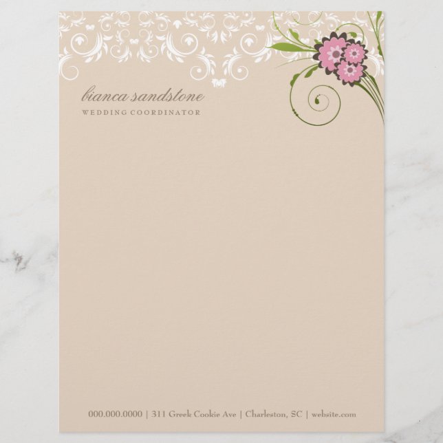 Blumen 311-Pink blühen | Sand Briefbogen (Vorderseite)