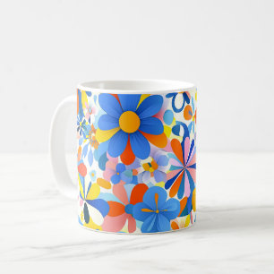 Blumen 3D mit farbenfrohen botanischen Blumen, Ges Kaffeetasse