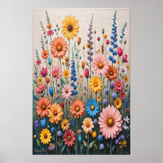 Blumen-3D-Texturmalerei auf Leinwand Farbige Wildb Poster