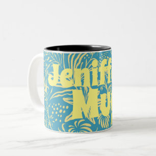 Blumen 70er Florida Vintage blühen Palmen Zweifarbige Tasse