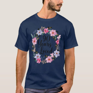 Blumen 90 Jahre alt 90. Geburtstag Männer Frauen 9 T-Shirt