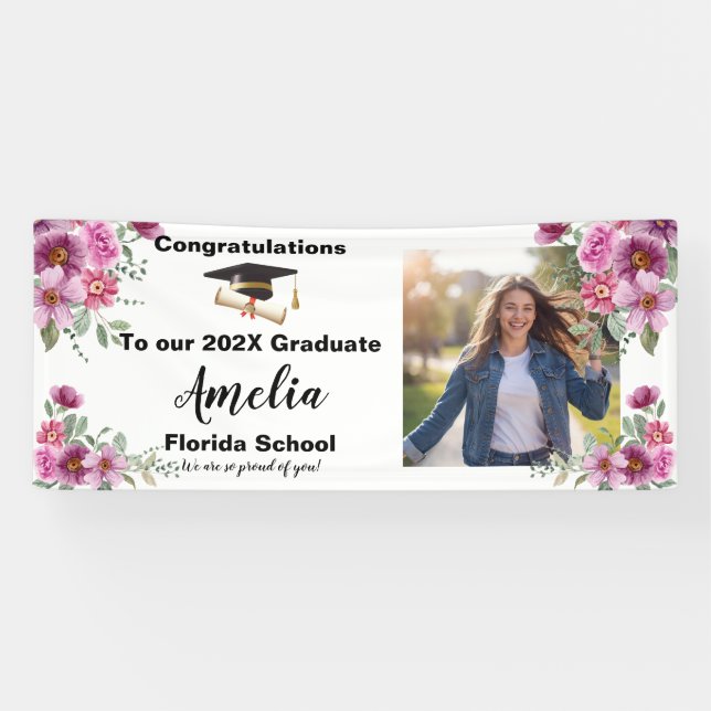 Blumen-Abschlussfeier-Foto Banner (Horizontal)