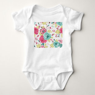 Blumen Abstrakte Eleganz Nahtlose Hintergrund. Baby Strampler