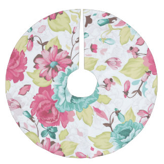 Blumen Abstrakte Eleganz Nahtlose Hintergrund. Polyester Weihnachtsbaumdecke