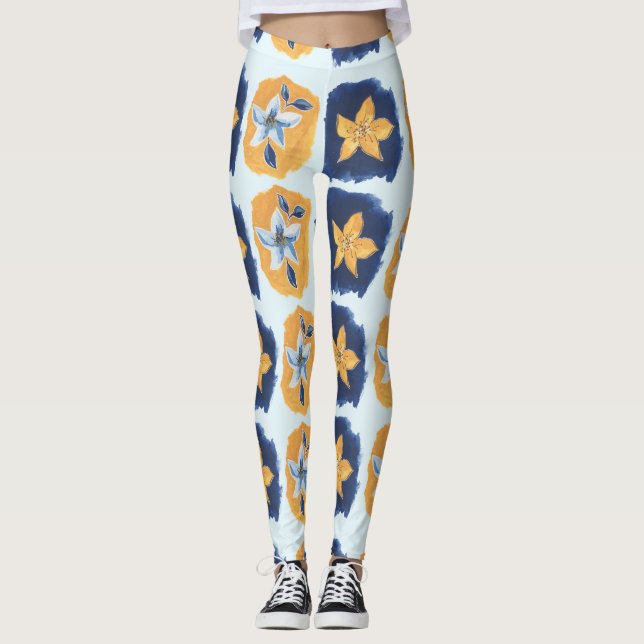 Blumen abstraktes Muster Leggings (Vorderseite)