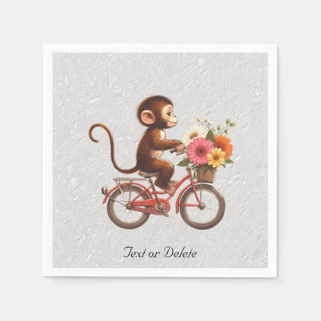 Blumen-Affen-Fahrrad-Servietten Serviette (Vorderseite)
