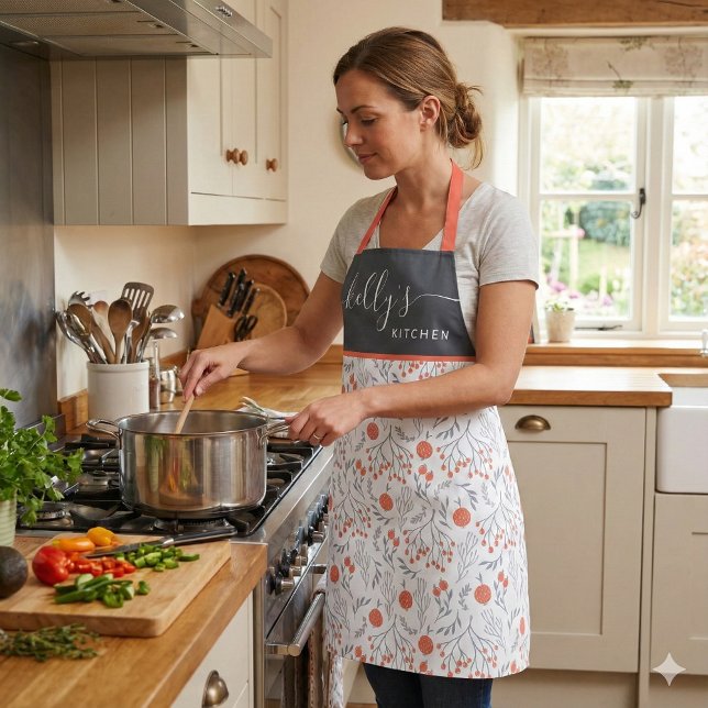 Blumen-All-Over-Druck-Schürze Schürze (This beautiful personalized apron would make a great bridal shower or birthday gift! )