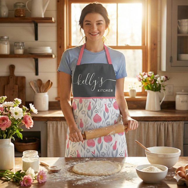 Blumen-All-Over-Druck-Schürze Schürze (This beautiful personalized apron would make a great bridal shower or birthday gift! )