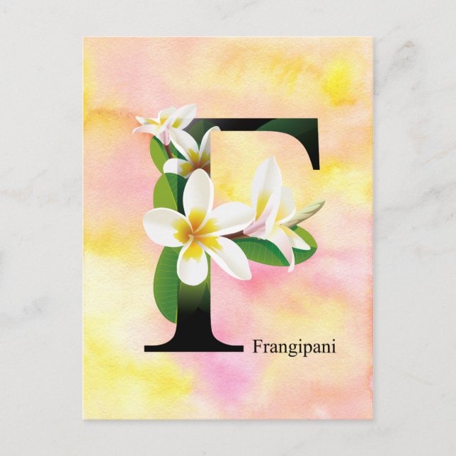 Blumen-Alphabet mit Watercolor-Hintergrund Postkarte (Vorderseite)