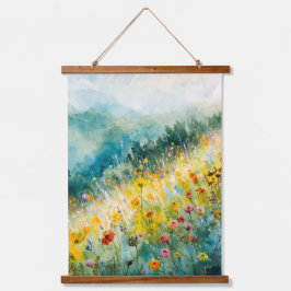Blumen am Hang Sizilien  Wandteppich Mit Holzrahmen