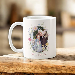 Blumen-Andenken-Tasse mit Foto für Großeltern Kaffeetasse