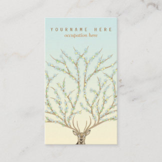 Blumen antlers head deer woods god illustration visitenkarte
