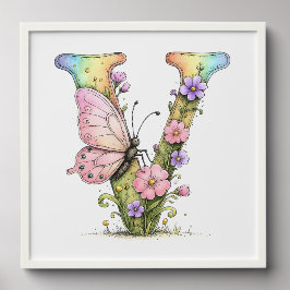Blumen-Aquarell-Alphabet-Buchstaben-Kunst Fotofliesen Zum Abziehen Und Aufkleben