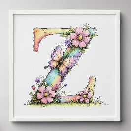 Blumen-Aquarell-Alphabet-Buchstaben-Kunst Fotofliesen Zum Abziehen Und Aufkleben