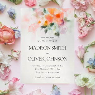 Blumen-Aquarell Elegant Romantische Botanik Save The Date