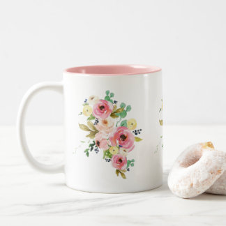 Blumen-Aquarell-Keramikbecher Zweifarbige Tasse