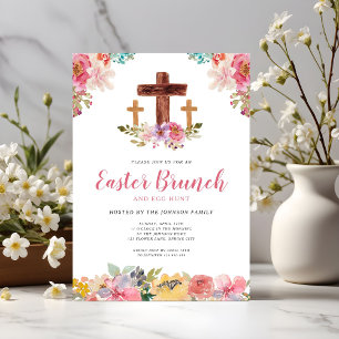 Blumen-Aquarell religiöse Ostern Brunch-Eiersuche Einladung